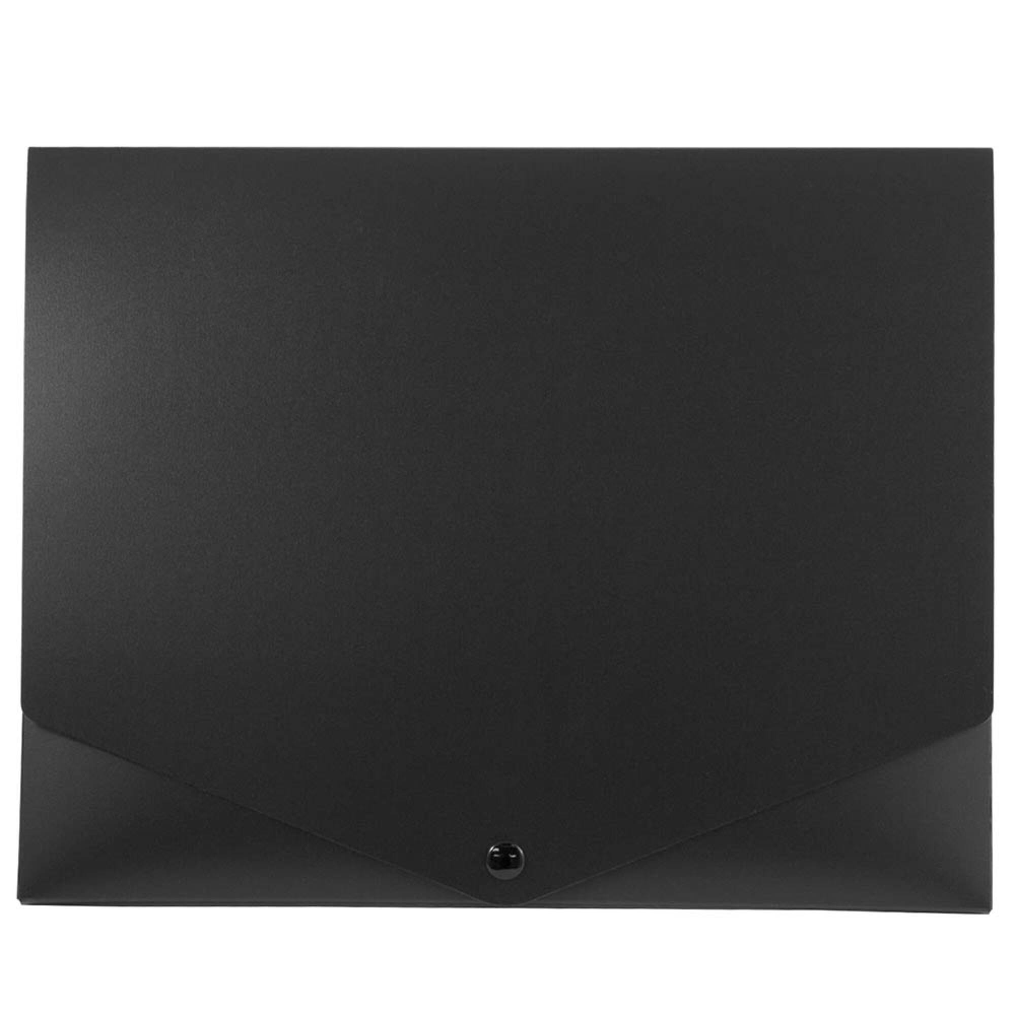 JAM Paper Black Plastic Portfolio with Snap Closure 10" x 12.5"